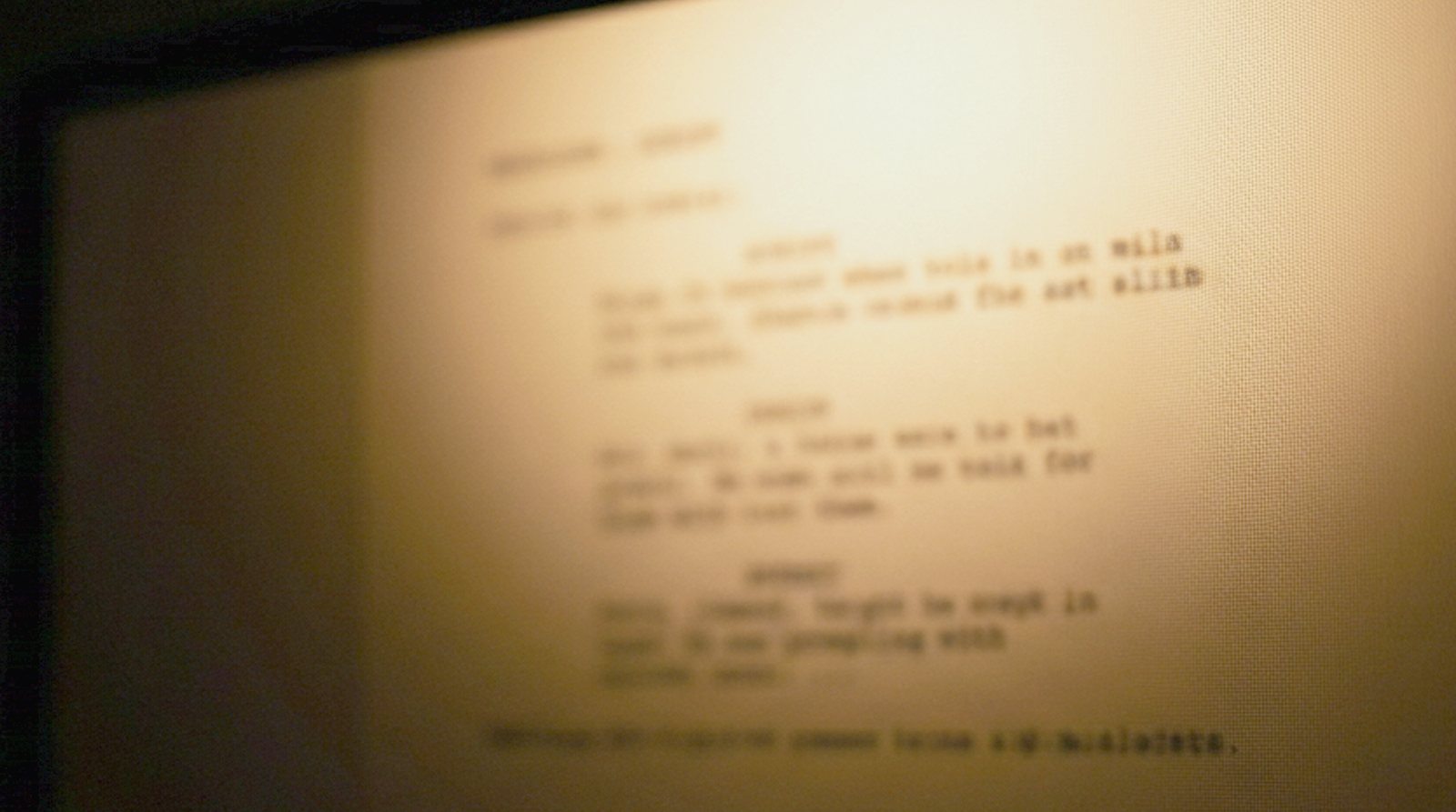 A script document open on a computer screen