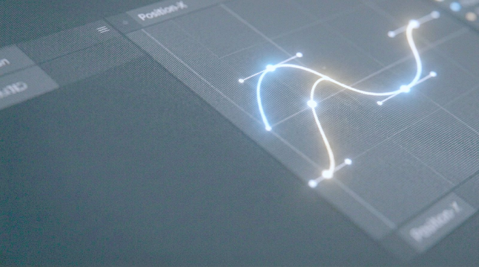 Animation keyframe curves on a screen